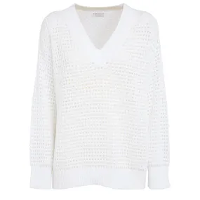 BRUNELLO CUCINELLI  Maglia in cotone bianca