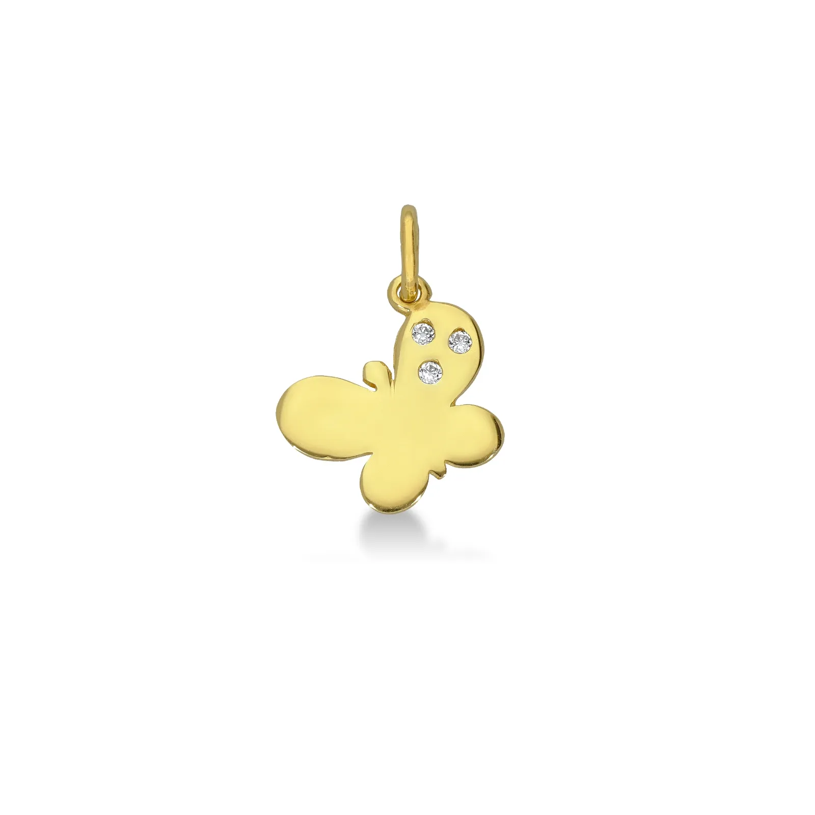 Ciondolo farfalla in oro giallo 18k con zirconi.