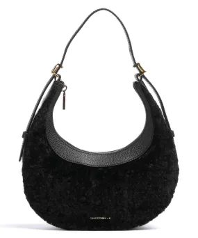  Coccinelle Whisper Astrakan Borsa a spalla pelle di vacchetta grana, eco-pelliccia nero  