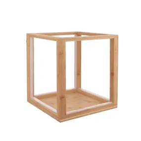 Lampada cubo con LED - in legno, 36x35x35 cm 