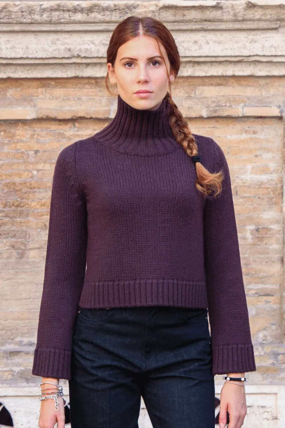 Maglia Crop Collo Alto