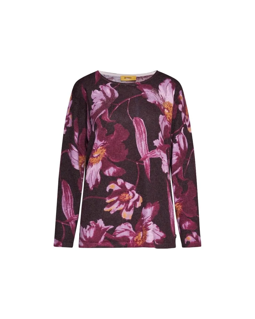 Maglia girocollo a fantasia floreale all over VIOLA