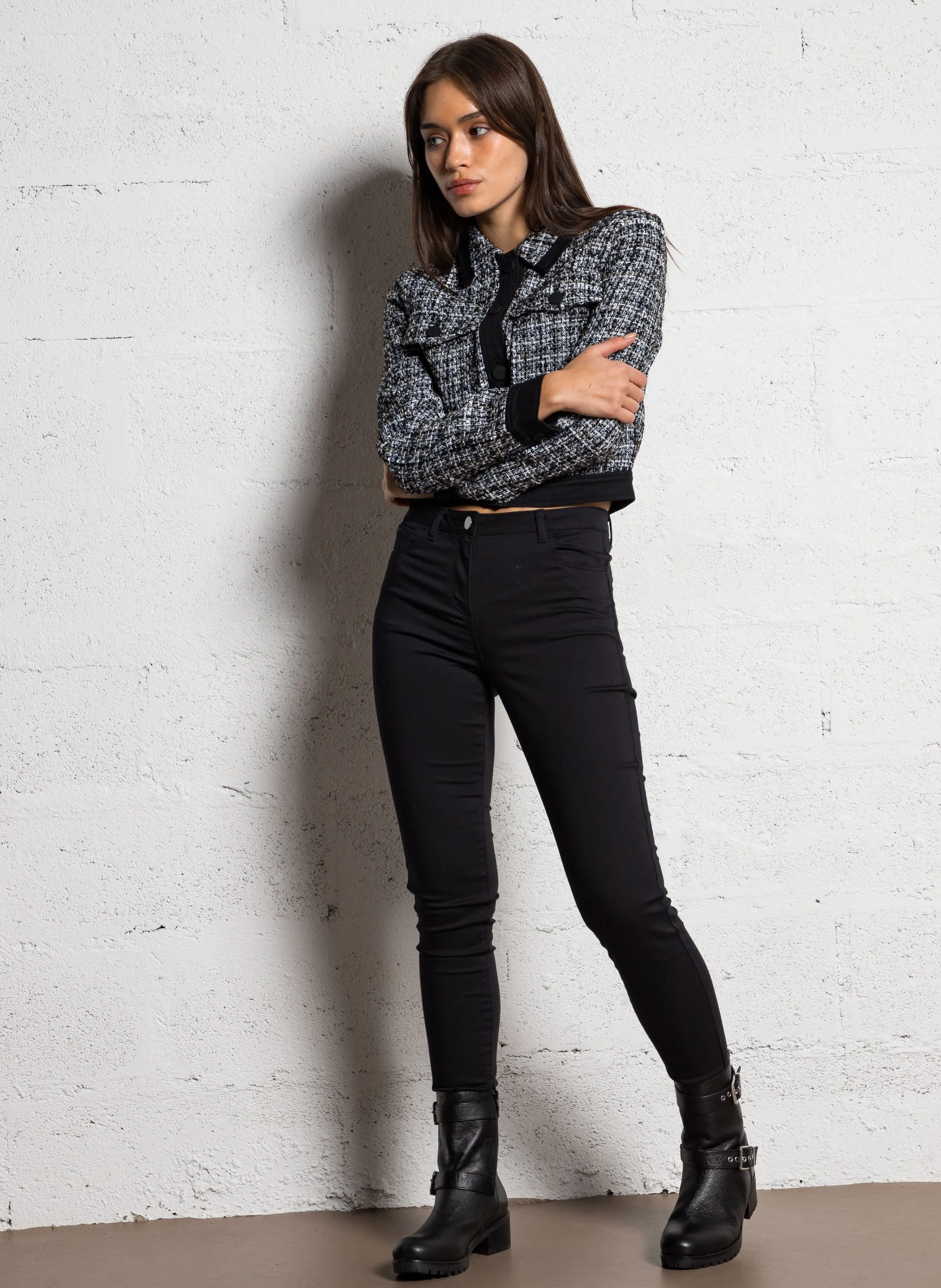  MORGAN   PZERI - Jeans skinny con dettagli in strass | Nero