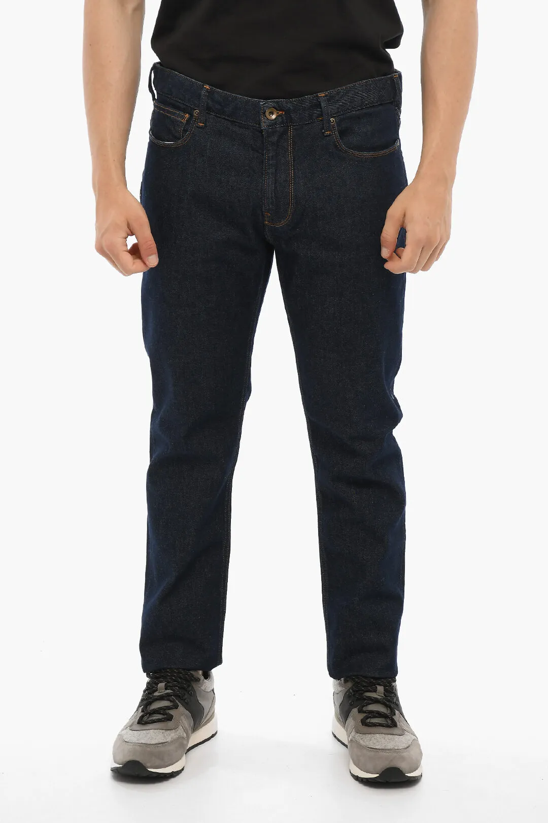PENN-RICH Jeans in Denim Stretch con Cuciture a Vista 18cm