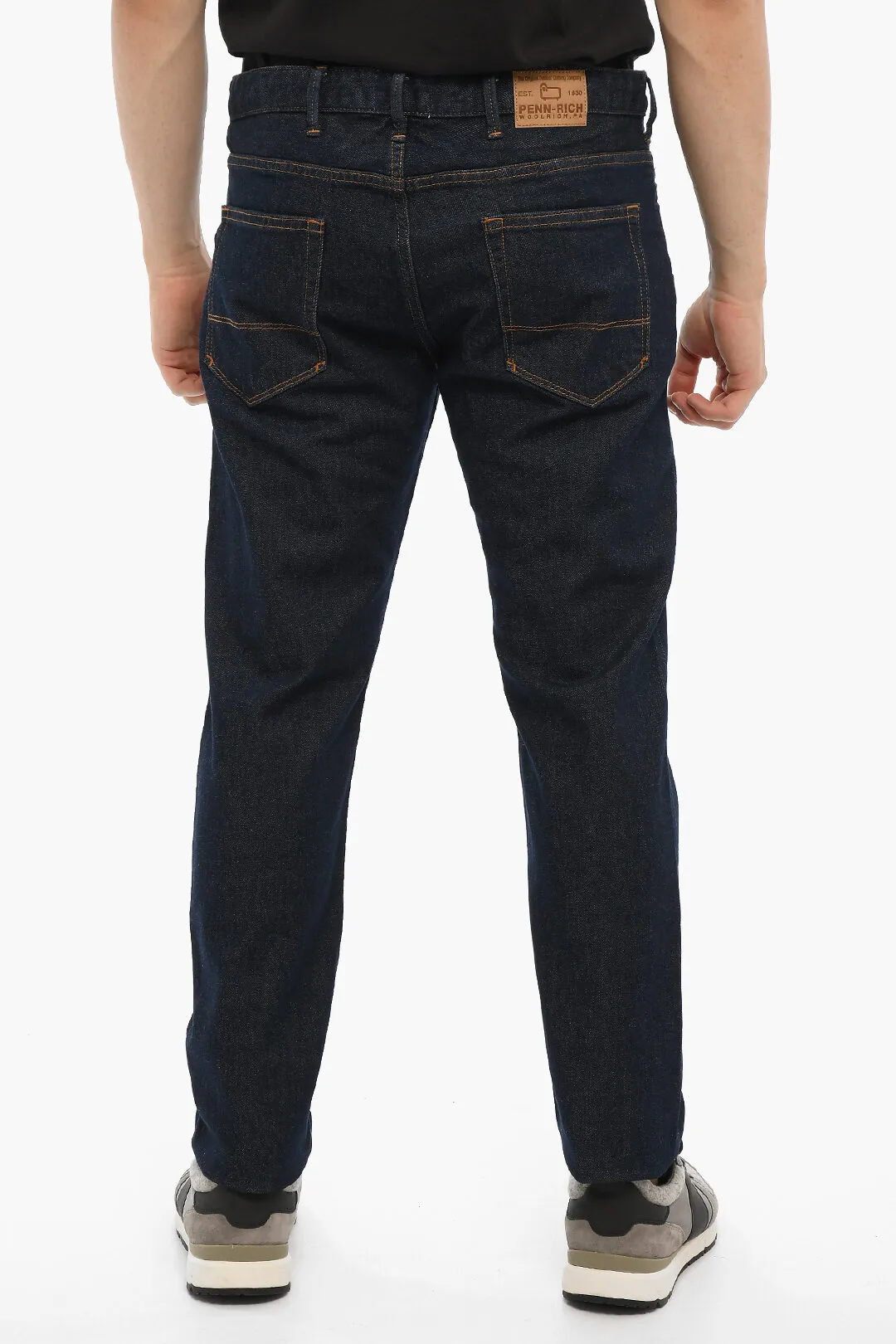 PENN-RICH Jeans in Denim Stretch con Cuciture a Vista 18cm