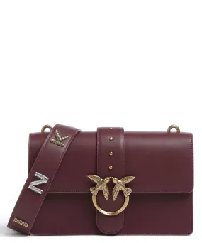  Pinko Love One Classic Borsa a tracolla pelle a grana fine vino  