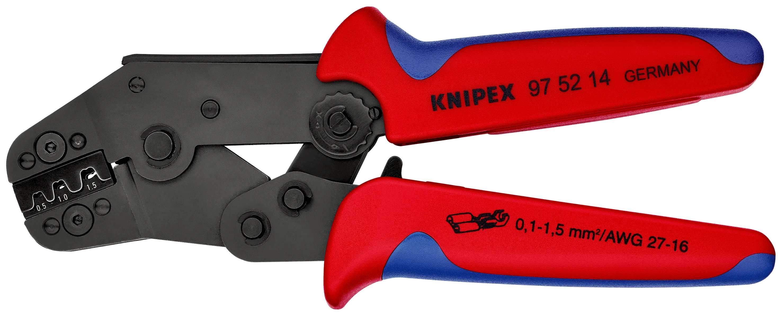 Pinza crimpatrice Knipex, Terminali cilindrici aperti non isolati