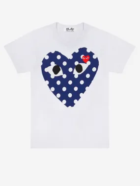 T-shirt bianca CDG Play con cuore a pois