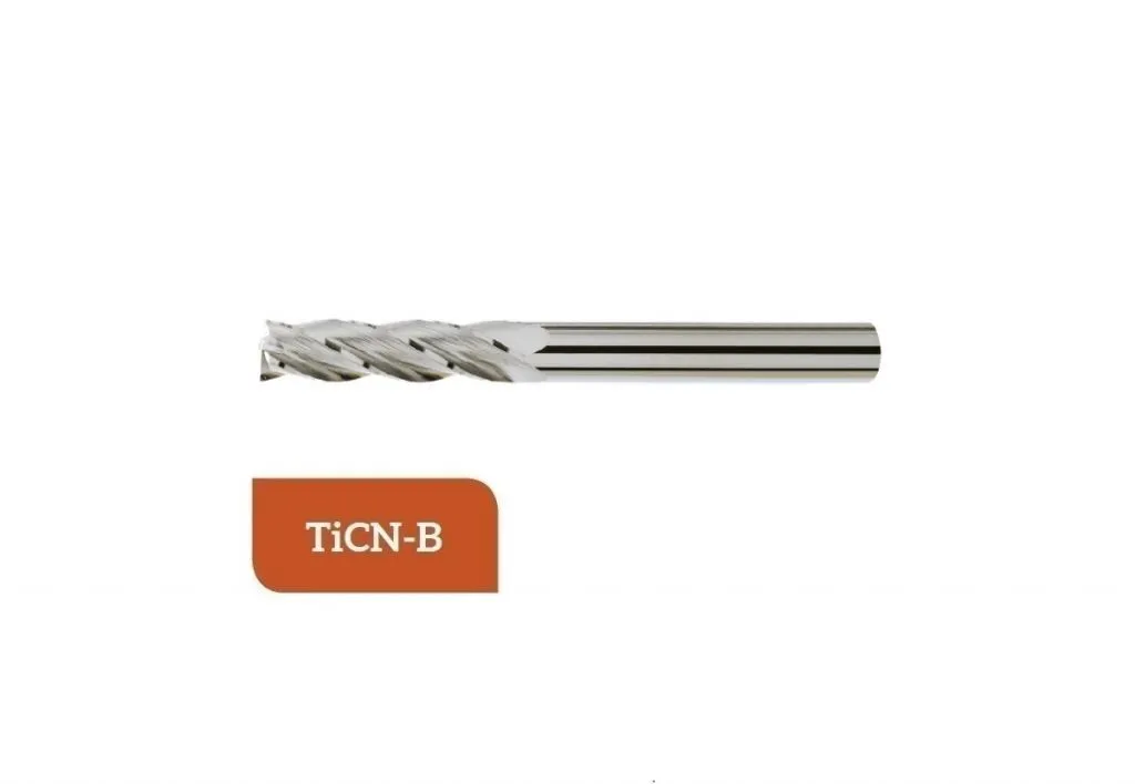 TM-3.4L-1800C Fresa elicoidale in metallo duro Ø18 a 4 taglienti, taglio al centro con gambo cilindrico 6535 HA, rivestita TiCN-
