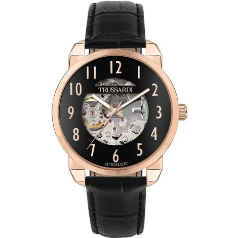 TRUSSARDI T-CITY 40MM AUTO BLACK DIAL BLACK ST